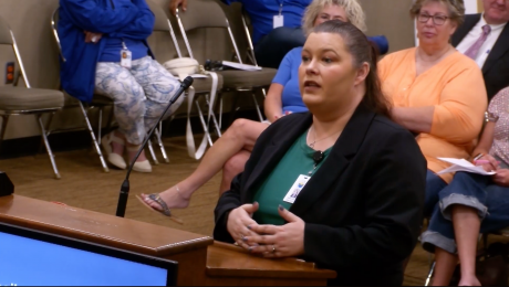 Amanda Weddle, San Angelo's new Animal Services manager, introduces herself to the city council.