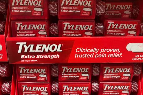 Boxes of Tylenol on a store shelf in Miami, Florida on Sept. 23, 2025. Michele Eve Sandberg/Sipa USA via REUTERS