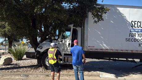 A crash Monday on North Koenigheim Street sent a truck careening into a tree.