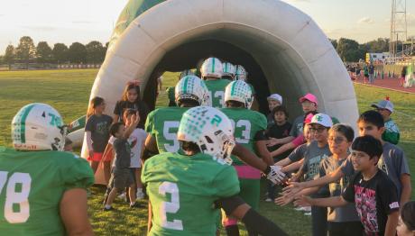 The Eldorado Eagles prepare to run through their tunnel before the game against Iraan on Oct. 10, 2025.