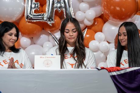 Coahoma High School catcher Mia Clemmer signed to play softball for the University of Texas on Wednesday, Nov. 12, 2025.