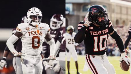 Texas Longhorns Anthony Hill (Left) and Texas Tech Red Raiders Jacob Rodriguez (Right)