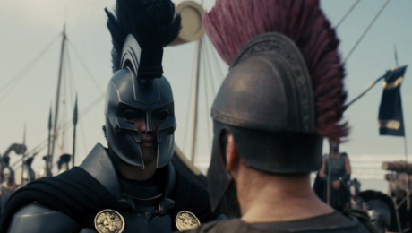 Benny Safdie and Matt Damon as Agamemnon and Odysseus in The Odyssey