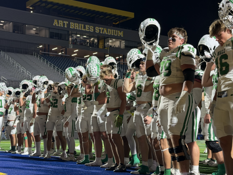 The Wall football team celebrates after its 28-25 win over Gunter in the state semifinals Friday, Dec. 12, 2025.