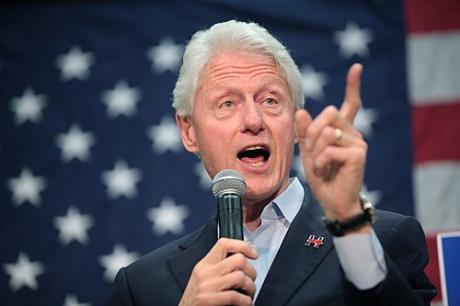 Bill Clinton speaks while campaigning at an election rally for his wife, Hillary, who was running for President of the United States in 2016.