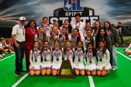 The Sonora cheerleading team took third place Thursday at the UIL Spirit State Championships.