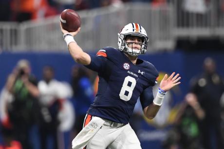 Former Stephenville quarterback Jarrett Stidham fires a pass for Auburn University.