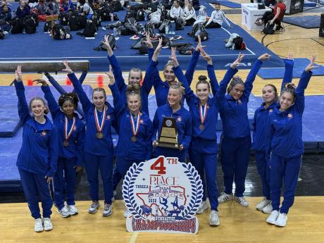 The San Angelo Central girls gymnastics team took fourth place at the state meet Saturday, April 25, in Odessa.