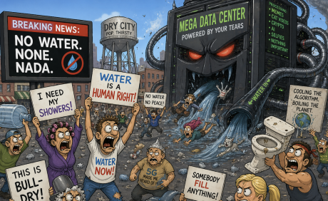 Low IQ idiots, weirdos and losers protesting non-existent conspiracy theories about data centers and water use
