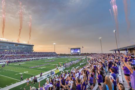 Fireworks signal a Wildcat touchdown in the 24-3 Grand Opening win against  Southland Conference rival Houston Baptist University on Sept. 16, 2017.