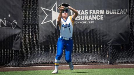 Angelo State's Karli Manney makes a catch during the 2026 softball season.