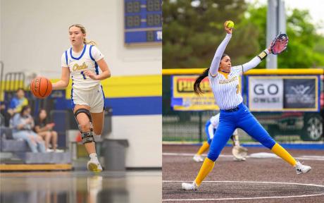 Reagan County’s Brooklynn Reyes and Morgan Dodd each signed Wednesday to continue their athletic careers at Wayland Baptist University in Plainview.