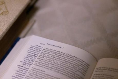 An open Bible in a chapel at the Capitol in Austin on March 17, 2025.