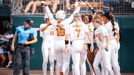 Coahoma's Hannah Wells celebrates after a home run during the 2026 softball season for the University of Texas.