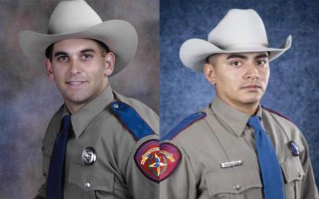 Texas Department of Public Safety Highway Patrol Troopers Kurt Kelm, left, and Sergio Romero.