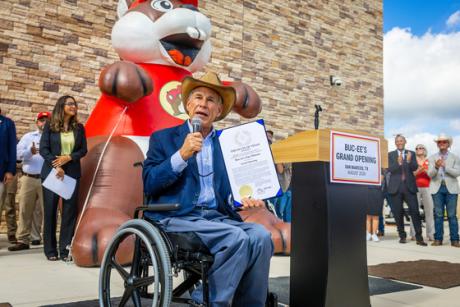Governor Greg Abbott spoke Wednesday at the ribbon-cutting ceremony for Texas' newest Buc-ee's store in San Marcos.