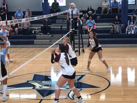 The TLCA and Bronte volleyball teams play during the 2026 Nita Vannoy Memorial Tournament.
