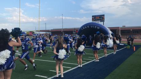 The Lake View Chiefs run out of the tunnel before their game against Snyder on Friday, Sept. 4, 2026.