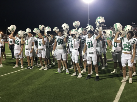 The Wall football team celebrates its 49-13 win over Jim Ned on Friday, Sept. 11, 2026, in Tuscola.