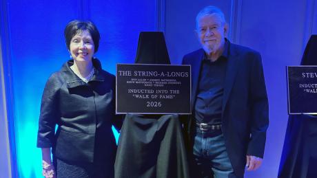 Aubrey de Cordova (right) with his proud wife, Cheryl, after being inducted into the West Texas Walk of Fame in Lubbock on Oct. 8, 2026.