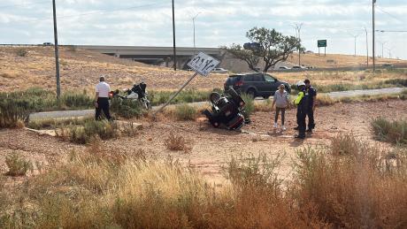 A motorcycle crash Tuesday morning in San Angelo sent a man to the hospital with a broken leg.