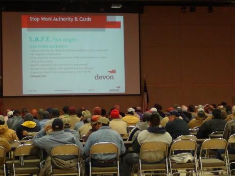Devon Energy hosts a safety meeting in the McNease Convention Center (LIVE! photo by Cheyenne Benson)