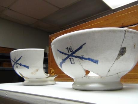 The two bowls were found in the trash dump and pieced together (LIVE! photo by Cheyenne Benson)