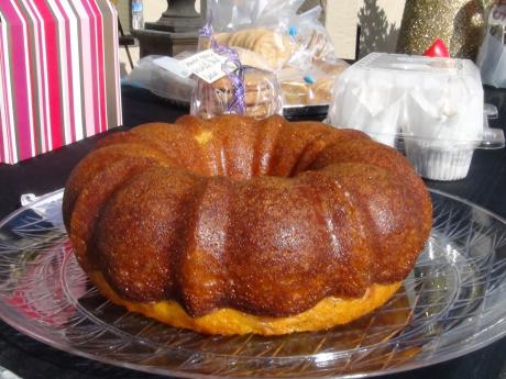 A cake, in all its glory, stands awaiting to be bought (LIVE! photo by Cheyenne Benson) 