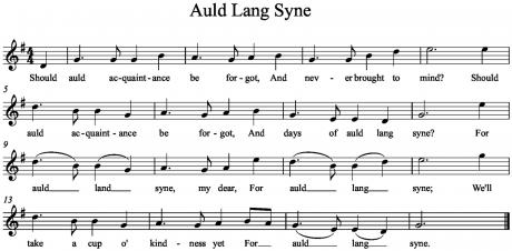 The music for "Auld Lang Syne" (Photo Courtesy of musicalabbot.com)
