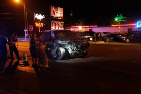 A Toyota and semi truck collide on Koenigheim. (LIVE! Photo/Joh Basquez)