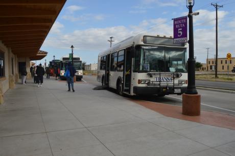 Passengers get ready to board buses at the Concho Valley Transit Districy (LIVE! Photo by Lauren Lopez)