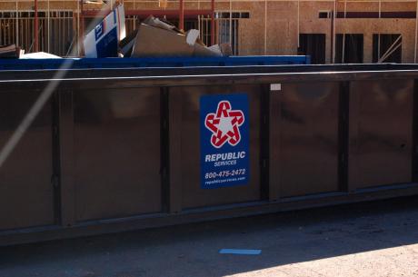A Republic Services Roll-off Trash container at one of the new hotel construction sites at Houston-Harte and Sunset Dr. (LIVE! Photo/Joe Hyde)