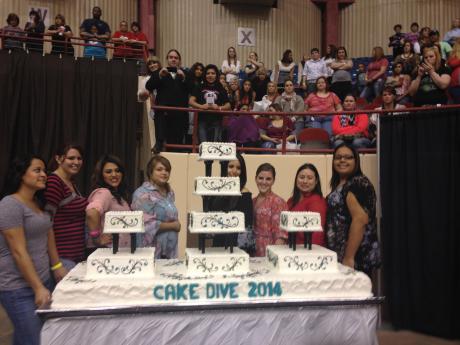 Eight brides-to-be competed for jewelry in the 4th Annual Cake Dive at the West Texas Bridal Showcase. (LIVE! Photo by Chelsea Schmid)