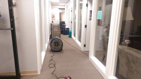 A busted pipe flooded the Wells Fargo basement over the weekend, where the Rape Crisis Center and a law firm's storage room are housed. (Contributed Photo/Julian Ruiz)