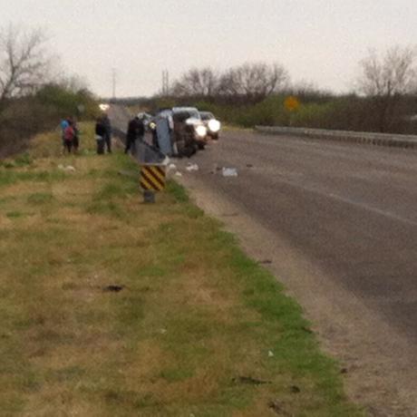 Rollover at 12-Mile Bridge on US 67S April 5, 2014. (LIVE Photo/Matt McDaniel)