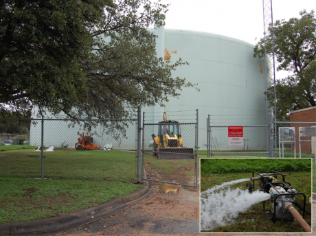 The water tank on Van Buren (LIVE! Photo by Chelsea Schmid)