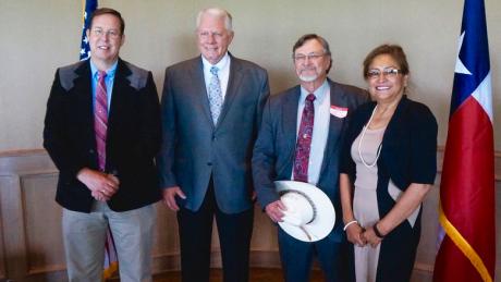 The candidates running running opposed in the May 9, 2015 city elections, from left: Andrew Justis, David Nowlin, Mayor Dwain Morrison, and Lucy Gonzales. (LIVE! Photo/Joe Hyde)