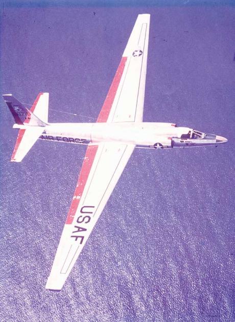 The U-2 Dragon Lady with a special paint scheme to easily identify its whereabouts should it crash in snow-covered artic regions. The 4080th SRW flew air sampling missions out of Alaska in the late 1950s and early 1960s. (Laughlin Heritage Museum)