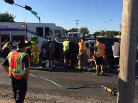 Rollover crash on Avenue N on September 10, 2014. (LIVE! Photo/John Basquez)