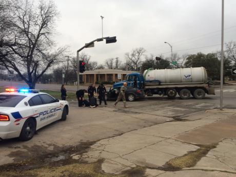 A Dodge Avenger met its fate on S. Abe and W. Concho Ave. on Mar. 2, 2015. (LIVE! Photo/John Basquez)