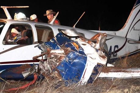 The Beechcraft Bonanza crash in Andrews early Thursday morning, Feb. 5, 2015. (Contributed by Andrews County News)