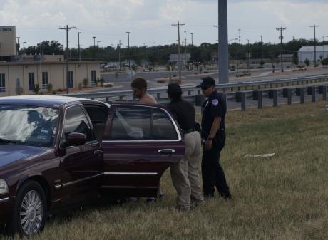 A suspicious man was seen on Houston-Harte Expressway on August 30, 2014. (LIVE! Photo/John Basquez)