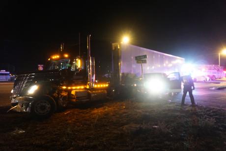 Semi downs power lines on South Bryant on Feb. 16, 2015. (LIVE! Photo/John Basquez)