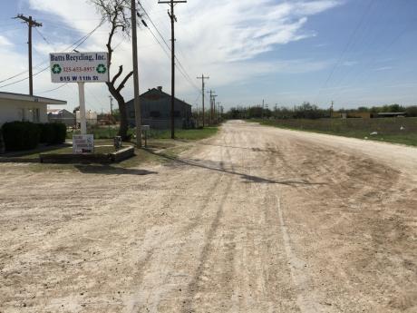 The end of W. 11th St. where Butts Recycling is, was required to be paved before recycling operations could begin. (LIVE! Photo/Joe Hyde)