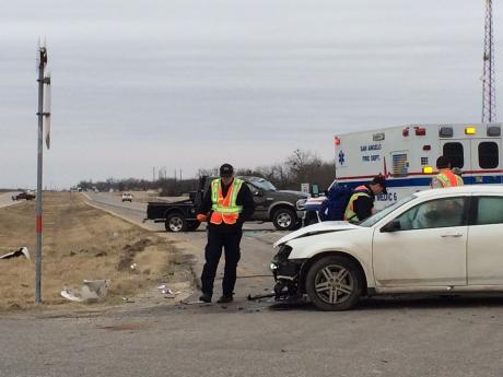 Ford F-350 flatbed rolls over twice in crash in Carlsbad. (LIVE! Photo/John Basquez)