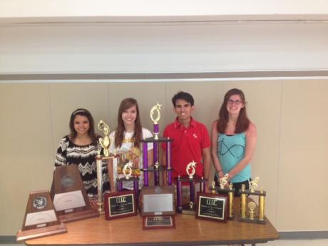 Congratulations to the Central high school band on another successful year.  Pictured with awards from this semester are:  Drum Majors:  Mireya Daniels, Natalie Glover, Nolan Sosa and Emily McClain.