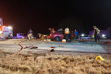 Jaws of Life was used to extract both drivers in this two-car collision on U.S. 87 north on Feb. 14, 2015. (LIVE! Photo/John Basquez)