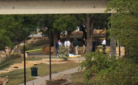 Police pulled the body of Daniel Perez from the Concho River this morning. (LIVE! Photo John Basquez)