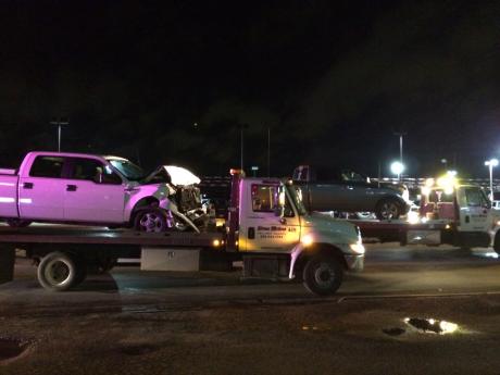Ford F-150 vs two Rams on Sherwood Way on Sept. 18, 2014. (LIVE! Photo/John Basquez)