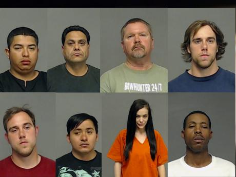 Florcinco Segura, Rodney Robles, Jimmy R Rickard, Brett Madison Rasberry, Brent Lee Rasberry, Eduardo Resendez Chavez, Kristen Louise Moore and William Earl Lavizzo. (Photo/TGCJ)